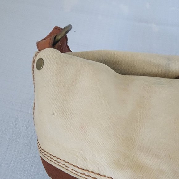 LUCKY BRAND Canvas and Italian Leather Shoulder Bag Tote 15" x 12" - Picture 7 of 9